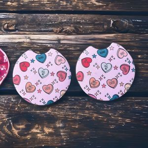 Valentines Day Hearts Car Coaster Set